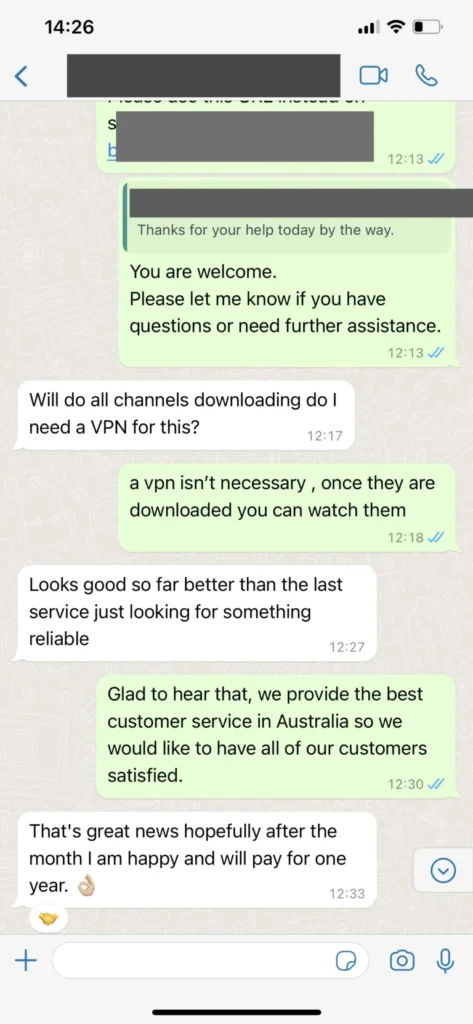 WhatsApp Support Chat Feedback Screenshot 3